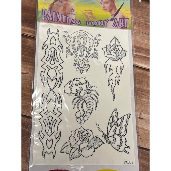 Painting Body Art Glitter Tattoo Kit With Tribal Designs & Waterproof Colors - Picture 2 of 5